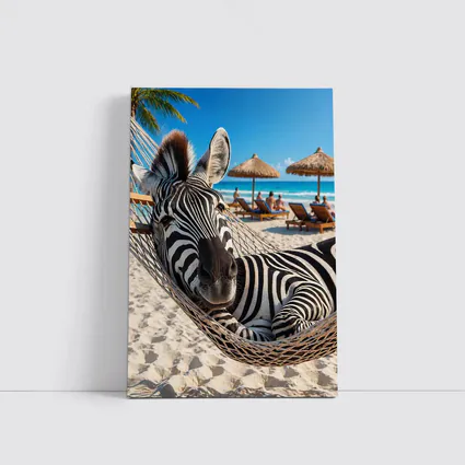 Zebra Relaxing in Hammock Tropical Beach