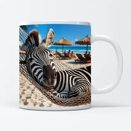 Zebra Relaxing in Hammock Tropical Beach