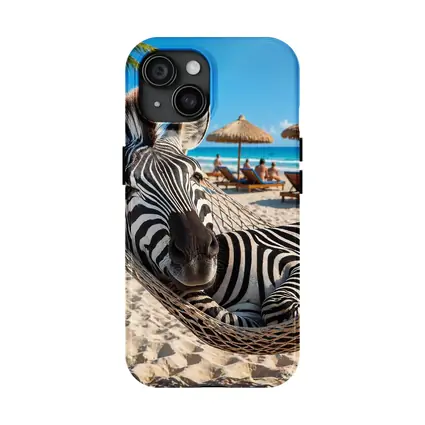Zebra Relaxing in Hammock Tropical Beach