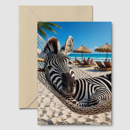 Zebra Relaxing in Hammock Tropical Beach