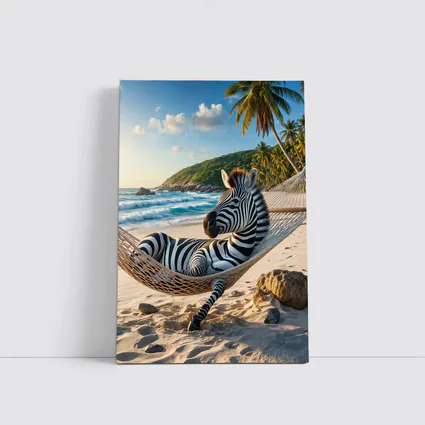 Zebra Relaxing in Hammock Tropical Beach