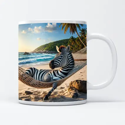 Zebra Relaxing in Hammock Tropical Beach