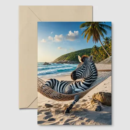 Zebra Relaxing in Hammock Tropical Beach