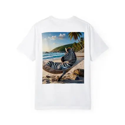 Zebra Relaxing in Hammock Tropical Beach