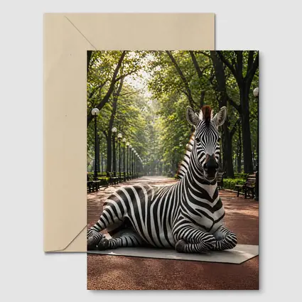 Zebra Relaxing on Yoga Mat Park