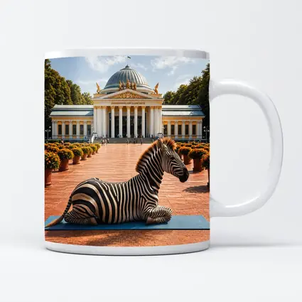 Zebra Doing Yoga Pose Neoclassical Building