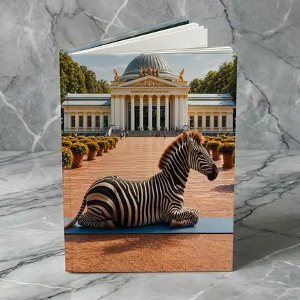 Zebra Doing Yoga Pose Neoclassical Building