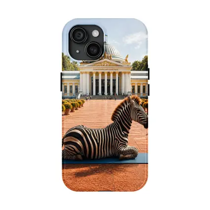 Zebra Doing Yoga Pose Neoclassical Building