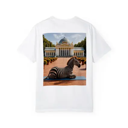 Zebra Doing Yoga Pose Neoclassical Building