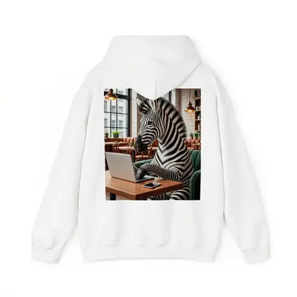 Zebra Working on Laptop in Cozy Cafe