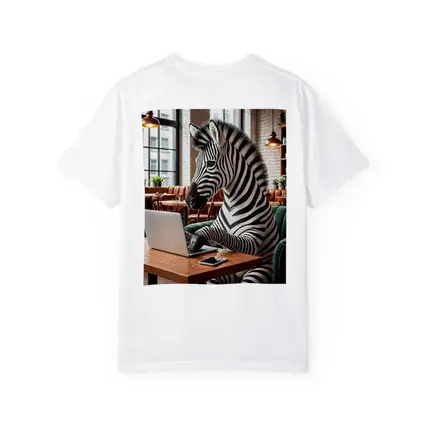 Zebra Working on Laptop in Cozy Cafe