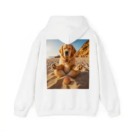 Golden Retriever Meditating on Sunny Beach