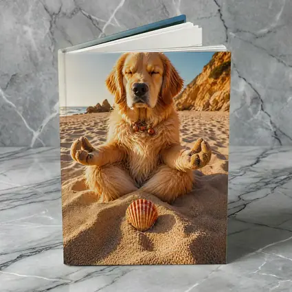 Golden Retriever Meditating on Sunny Beach