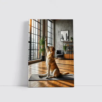 Labrador Retriever Doing Yoga Loft Interior