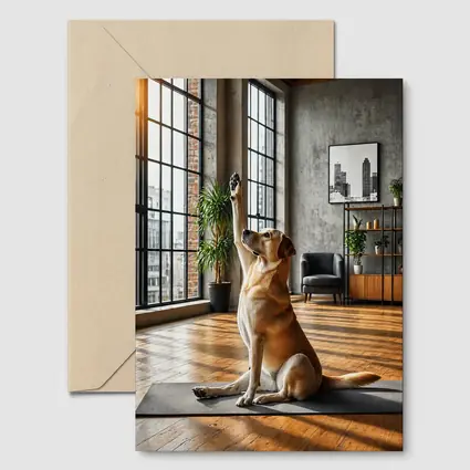 Labrador Retriever Doing Yoga Loft Interior