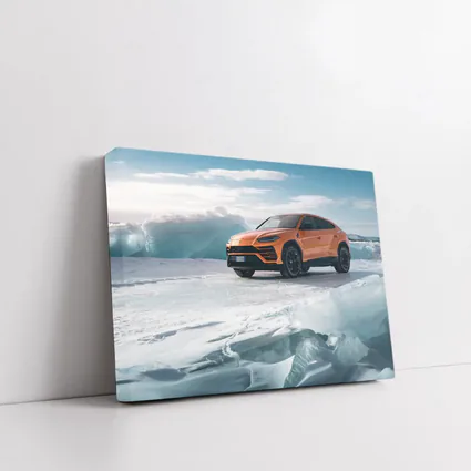 Lamborghini Urus Orange SUV On Ice