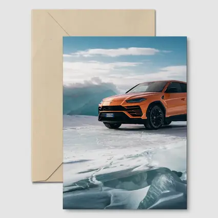 Lamborghini Urus Orange SUV On Ice