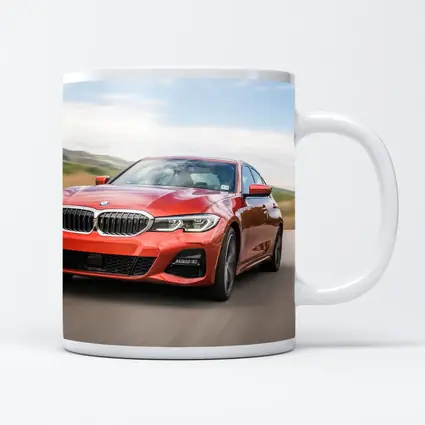 BMW 3 Series Red Sedan On Road