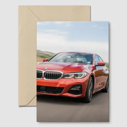 BMW 3 Series Red Sedan On Road