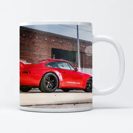Red Porsche 911 Parked Urban Brick Wall