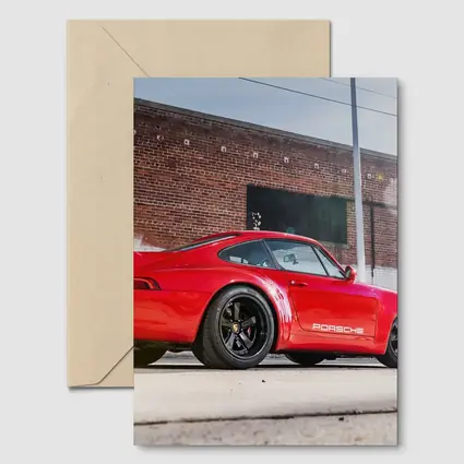 Red Porsche 911 Parked Urban Brick Wall