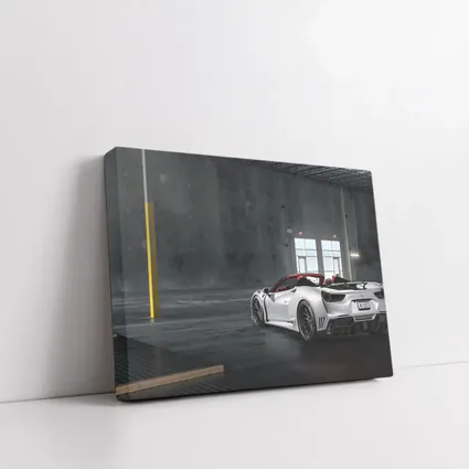 Ferrari 488 White Supercar Inside Industrial Garage