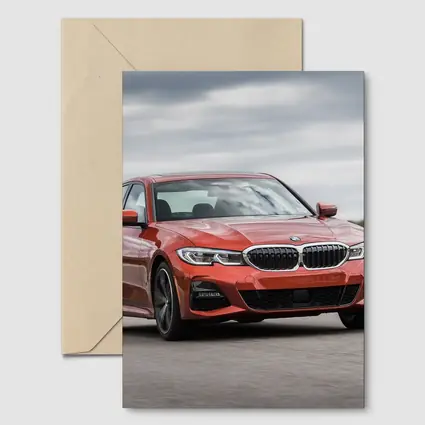 BMW 3 Series Red Sedan On Road