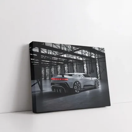Bugatti Centodieci Silver Hypercar Industrial Warehouse