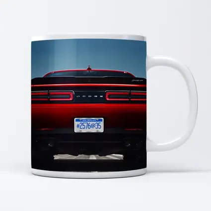 Dodge Challenger Rear View Red Muscle Car