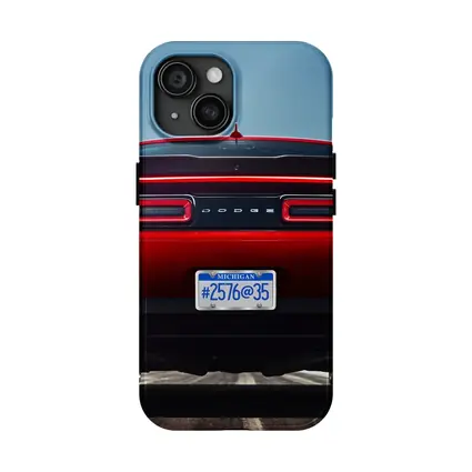 Dodge Challenger Rear View Red Muscle Car