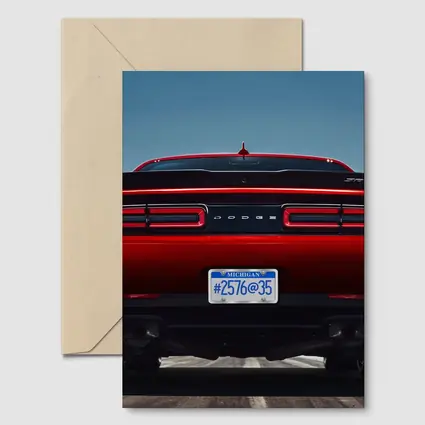 Dodge Challenger Rear View Red Muscle Car