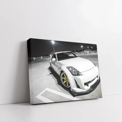 Nissan 350Z White Modified Night Parking Lot