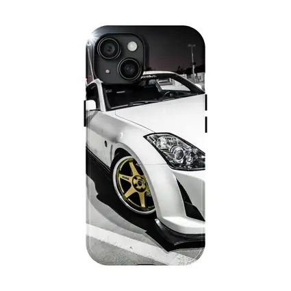 Nissan 350Z White Modified Night Parking Lot