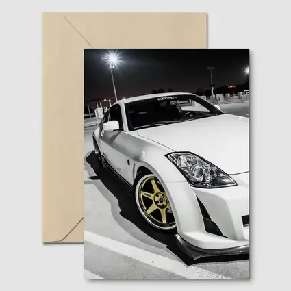 Nissan 350Z White Modified Night Parking Lot