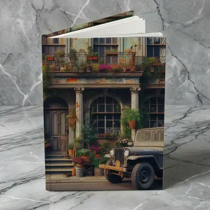 Vintage Jeep Parked Outside Rustic Building