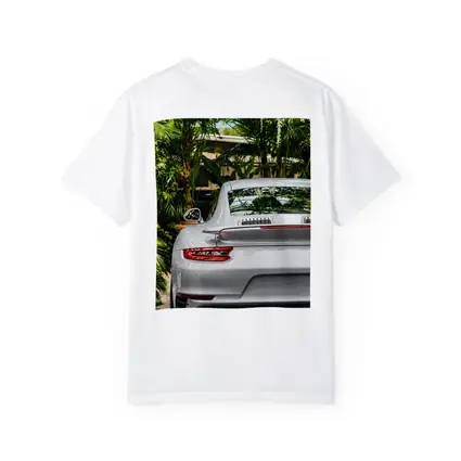 Porsche 911 Silver Rear Tropical Garden