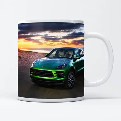 Porsche Macan Green SUV Beach Sunset