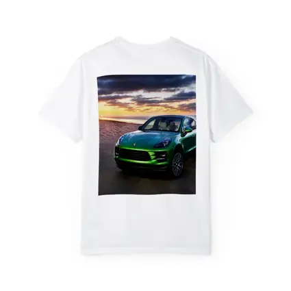 Porsche Macan Green SUV Beach Sunset
