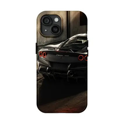 Ferrari F8 Black Supercar Warehouse Rear View