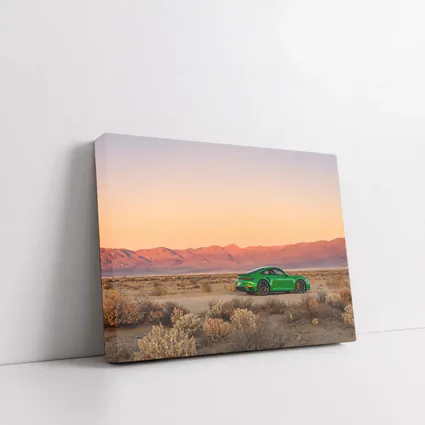Porsche 911 Green Desert Sunset Mountains