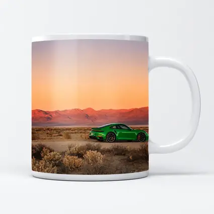 Porsche 911 Green Desert Sunset Mountains