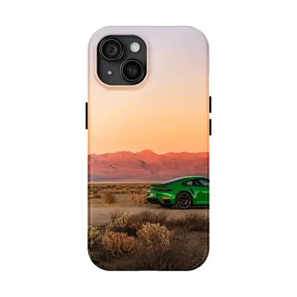 Porsche 911 Green Desert Sunset Mountains