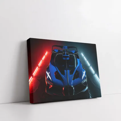 Bugatti Bolide Blue Supercar Neon Studio