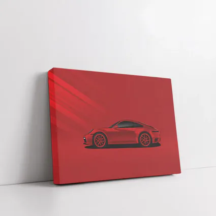 Red Porsche 911 Minimal Bold Red Background