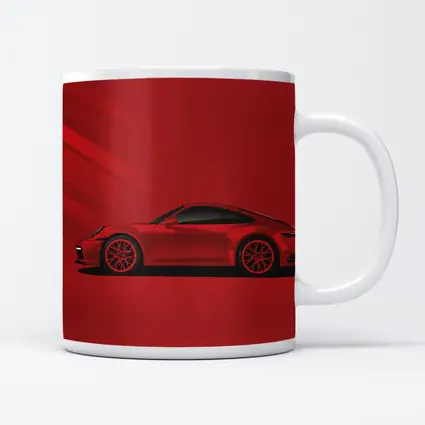 Red Porsche 911 Minimal Bold Red Background