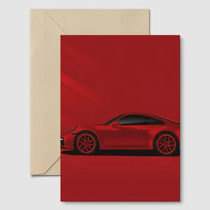 Red Porsche 911 Minimal Bold Red Background
