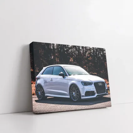 Audi A3 White Hatchback Forest Background