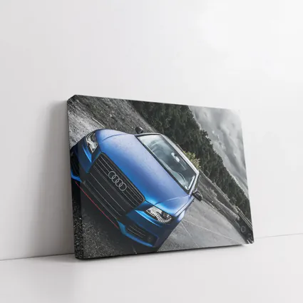 Audi A4 Matte Blue Wet Parking Lot