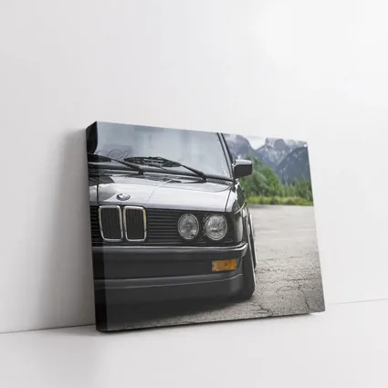 BMW E28 Black Front Mountains Background