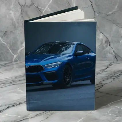 BMW M8 Blue Coupe Foggy Forest Road